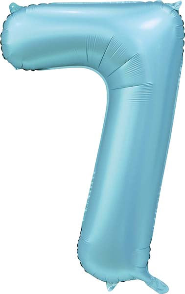 Folienballon Zahl 7 Satin Hellblau