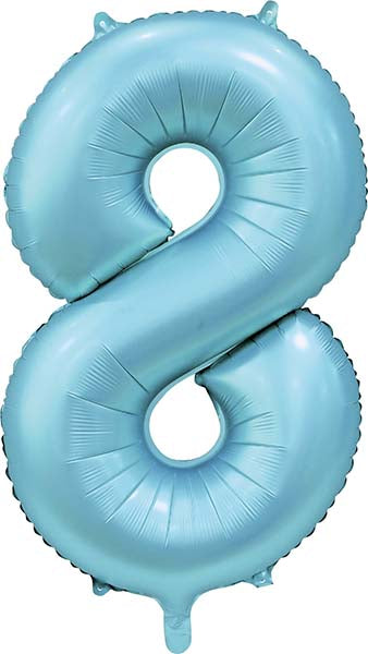 Folienballon Zahl 8 Satin Hellblau