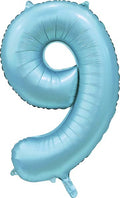 Folienballon Zahl 9 Satin Hellblau
