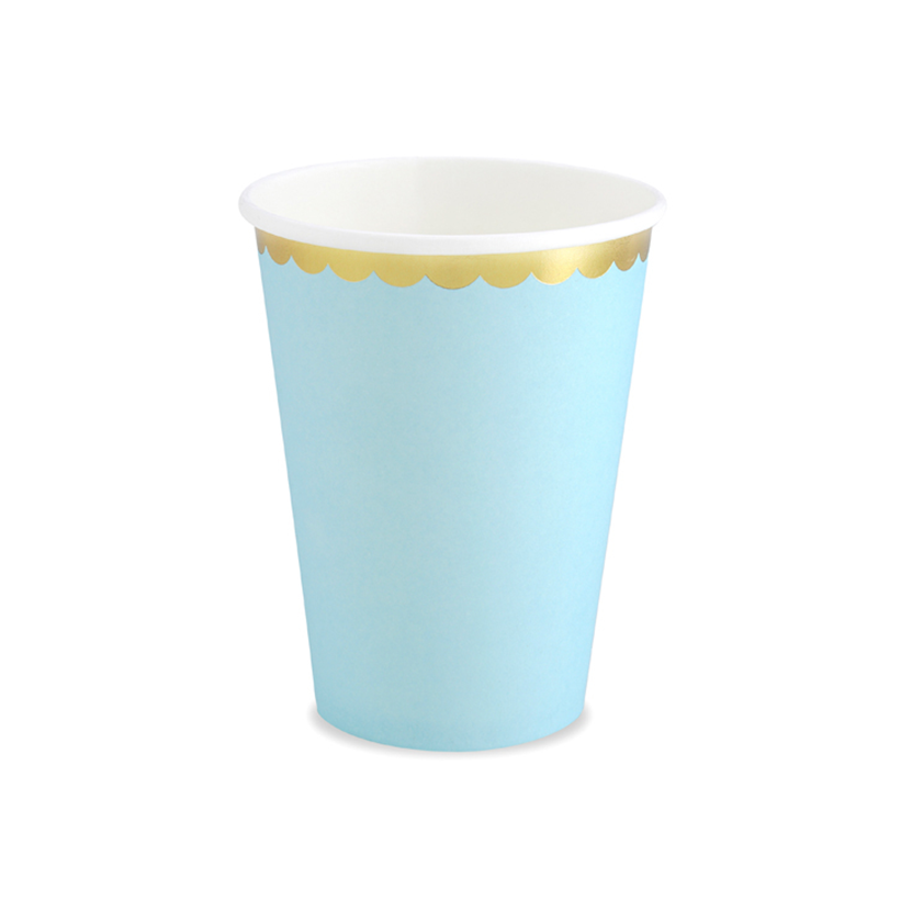 Pappbecher Pastell Hellblau 220ml – 6 Stück