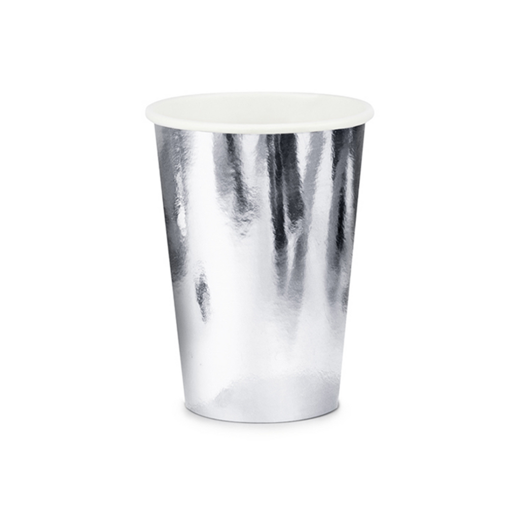 Pappbecher Silber 220ml – 6 Stück
