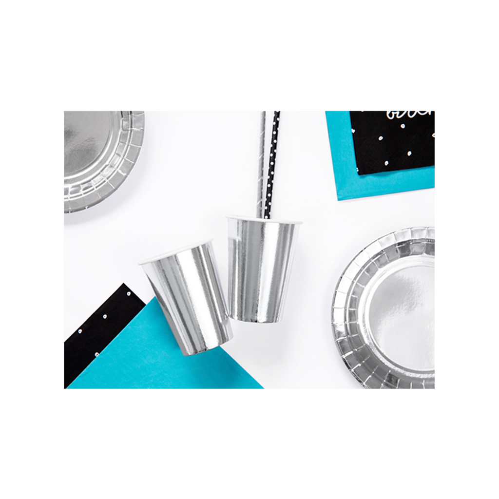 Pappbecher Silber 220ml – 6 Stück