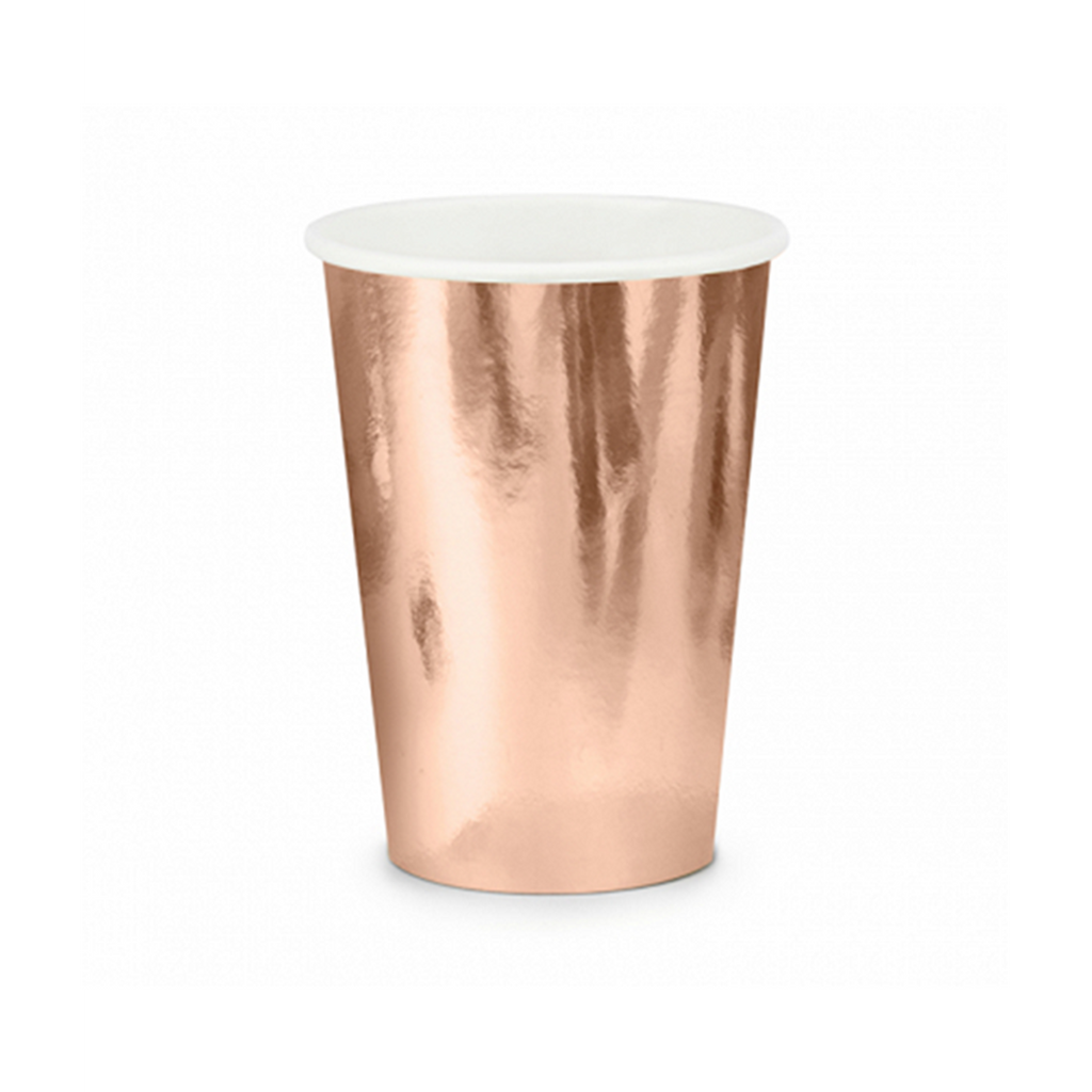 Pappbecher Rosegold 220ml – 6 Stück