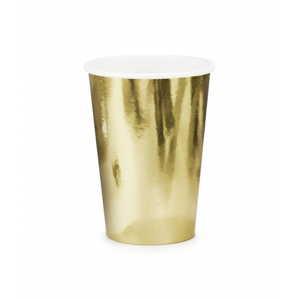 Pappbecher Gold 220ml – 6 Stück