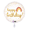 Happy Birthday Folienballon - Regenbogen & Gold - 45cm