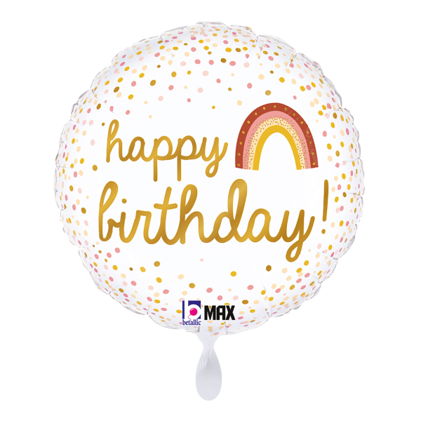 Happy Birthday Folienballon - Regenbogen & Gold - 45cm