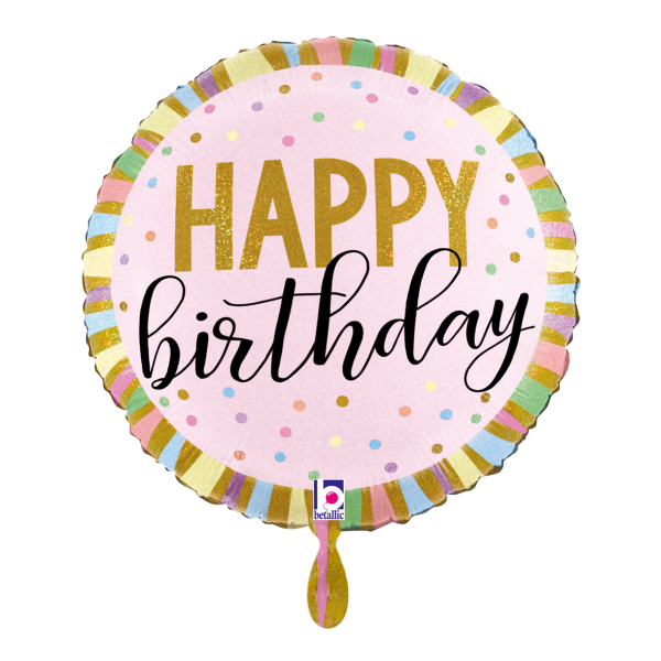 Happy Birthday Folienballon - Rosa & Gold - 45cm