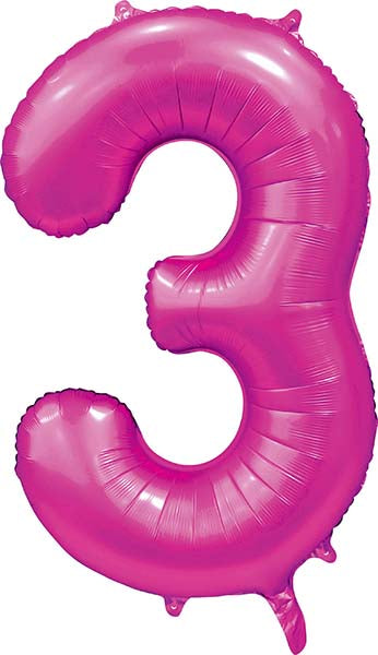 Folienballon Zahl 3 Satin Pink