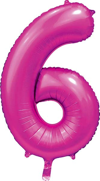 Folienballon Zahl 6 Satin Pink