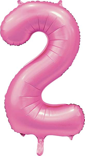 Folienballon Zahl 2 Satin Rosa