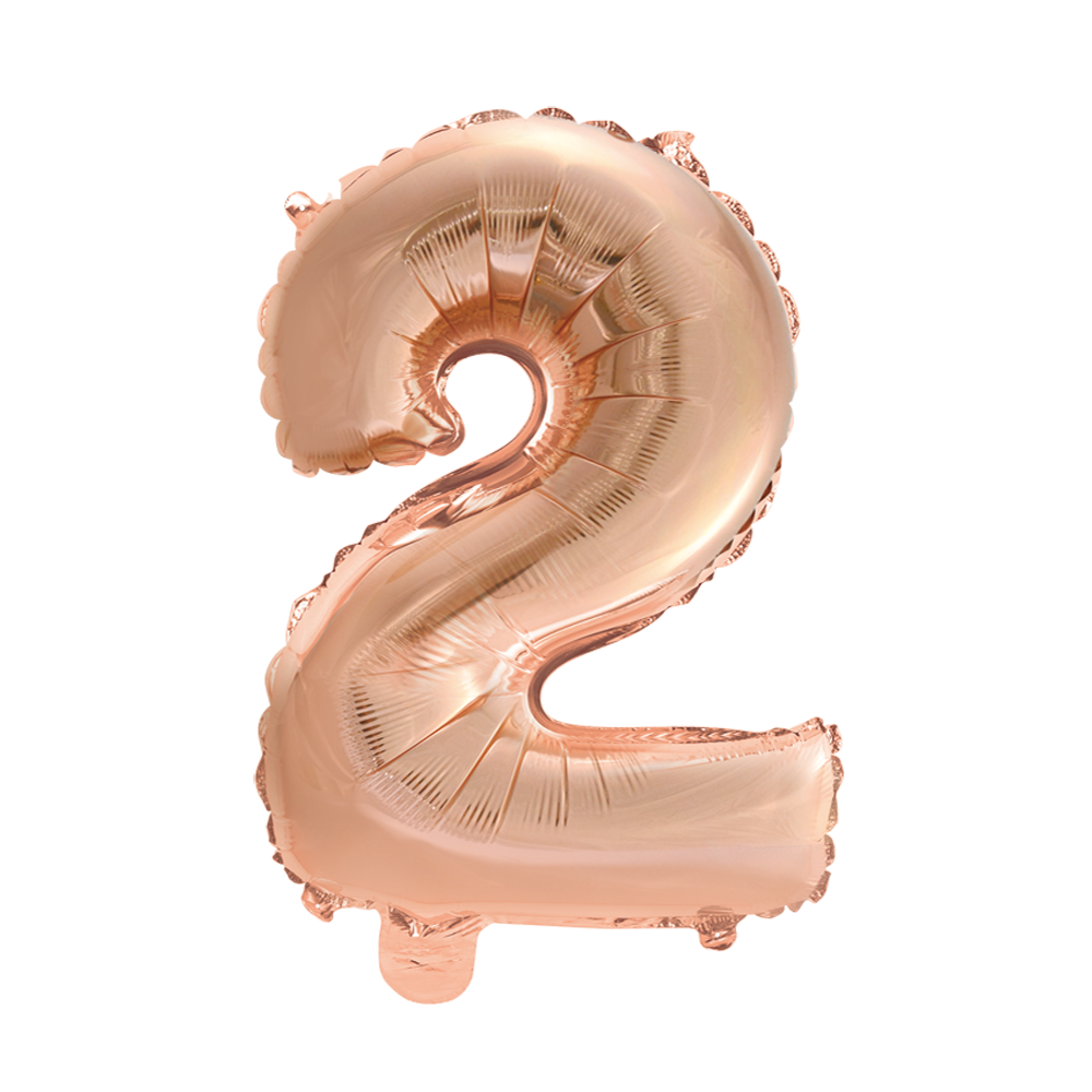 Mini Folienballon Zahl 2 Rosegold