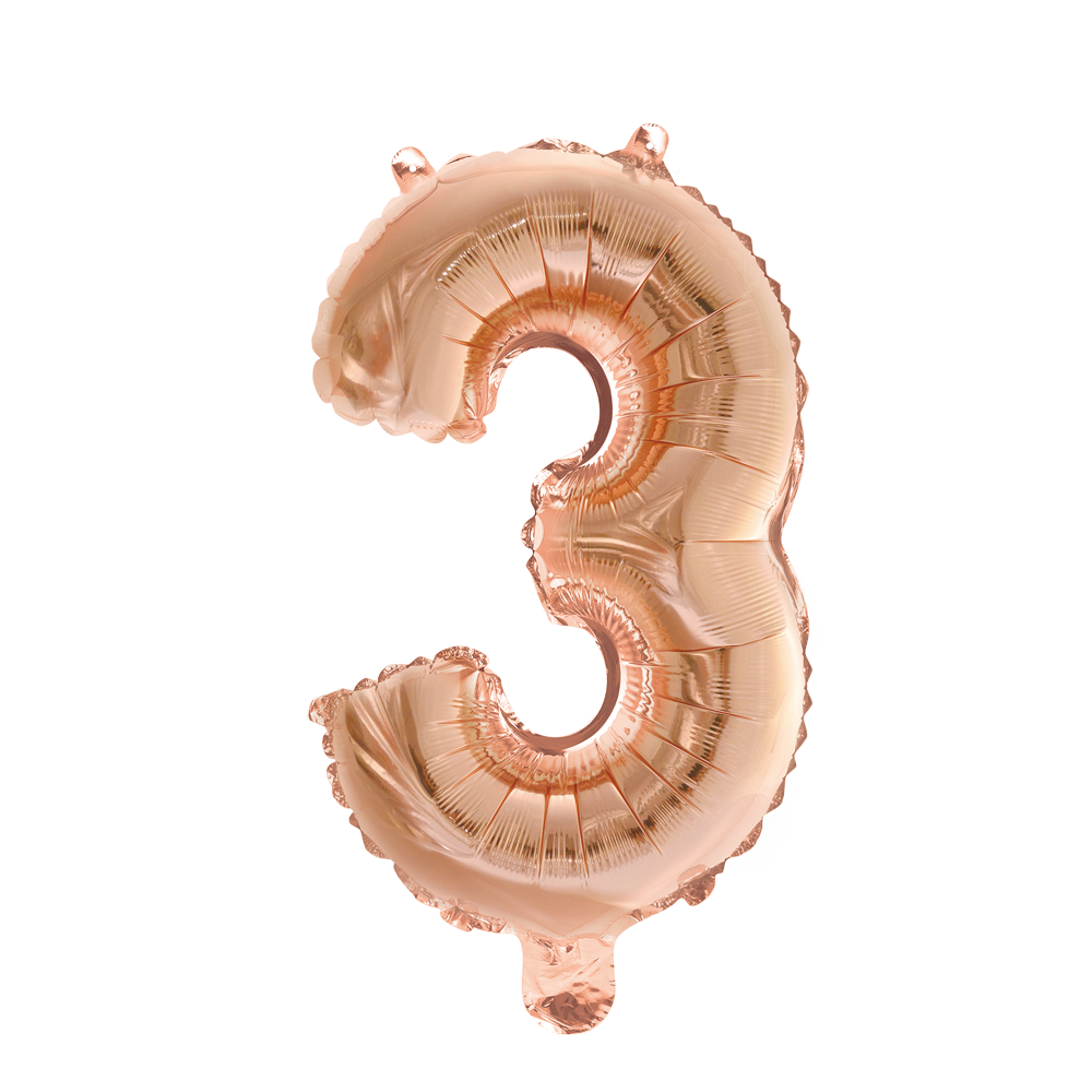 Mini Folienballon Zahl 3 Rosegold