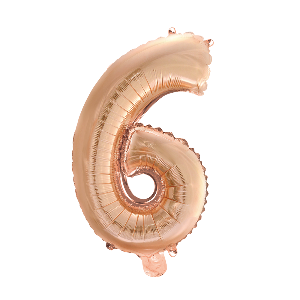 Mini Folienballon Zahl 6 Rosegold