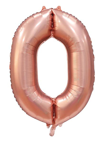 Folienballon Zahl 0 Satin Rosegold