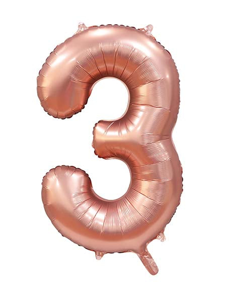 Folienballon Zahl 3 Satin Rosegold