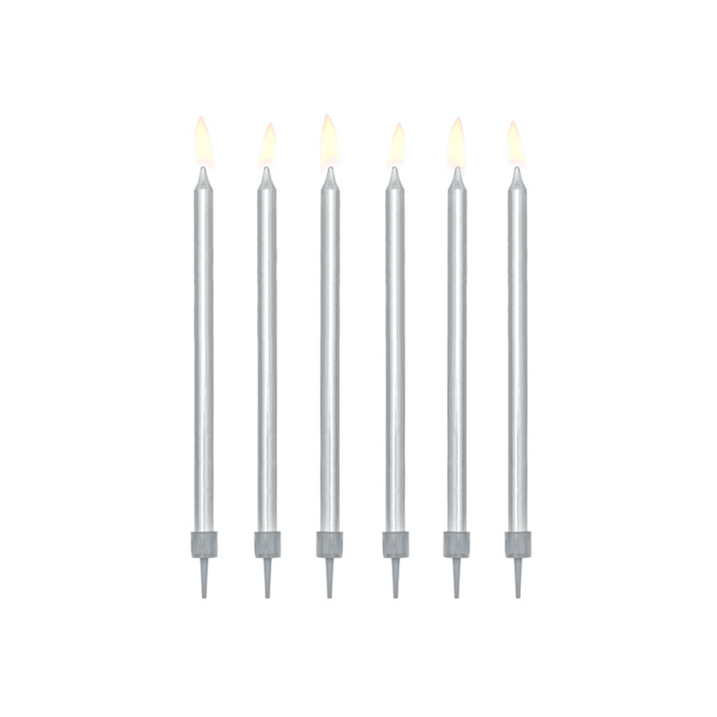 Tortenkerzen Silber Metallic 12,5cm 12 Stück