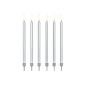 Tortenkerzen Silber Metallic 12,5cm 12 Stück