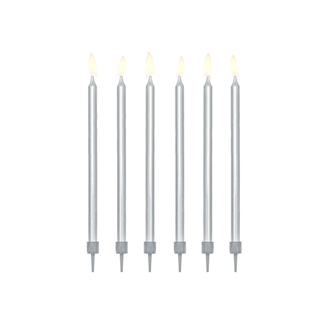 Tortenkerzen Silber Metallic 12,5cm 12 Stück