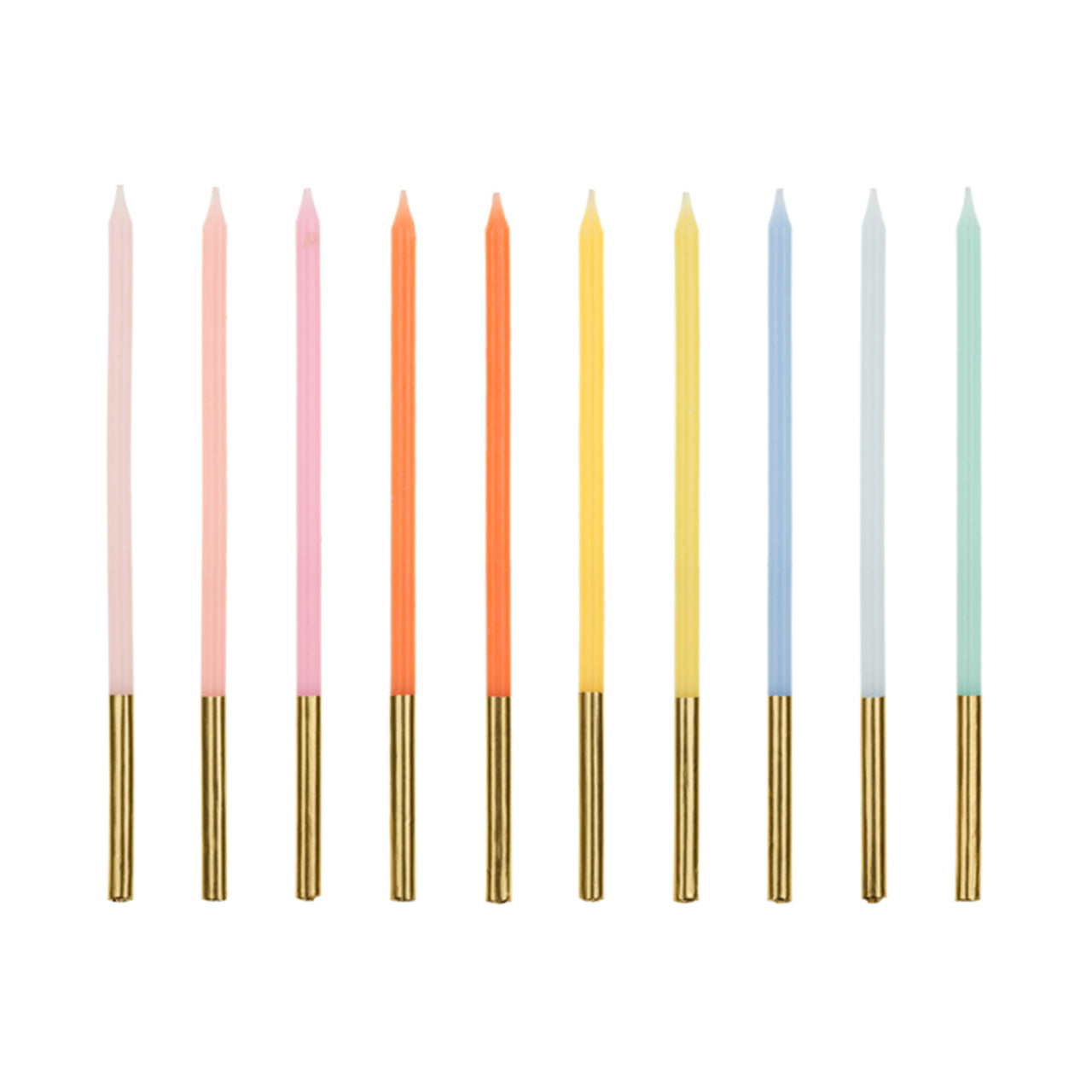 Tortenkerzen Pastell Bunt mit Gold 14cm 10 Stück
