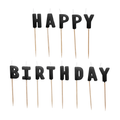Tortenkerzen "Happy Birthday" Schwarz 2,5cm 13 Stück
