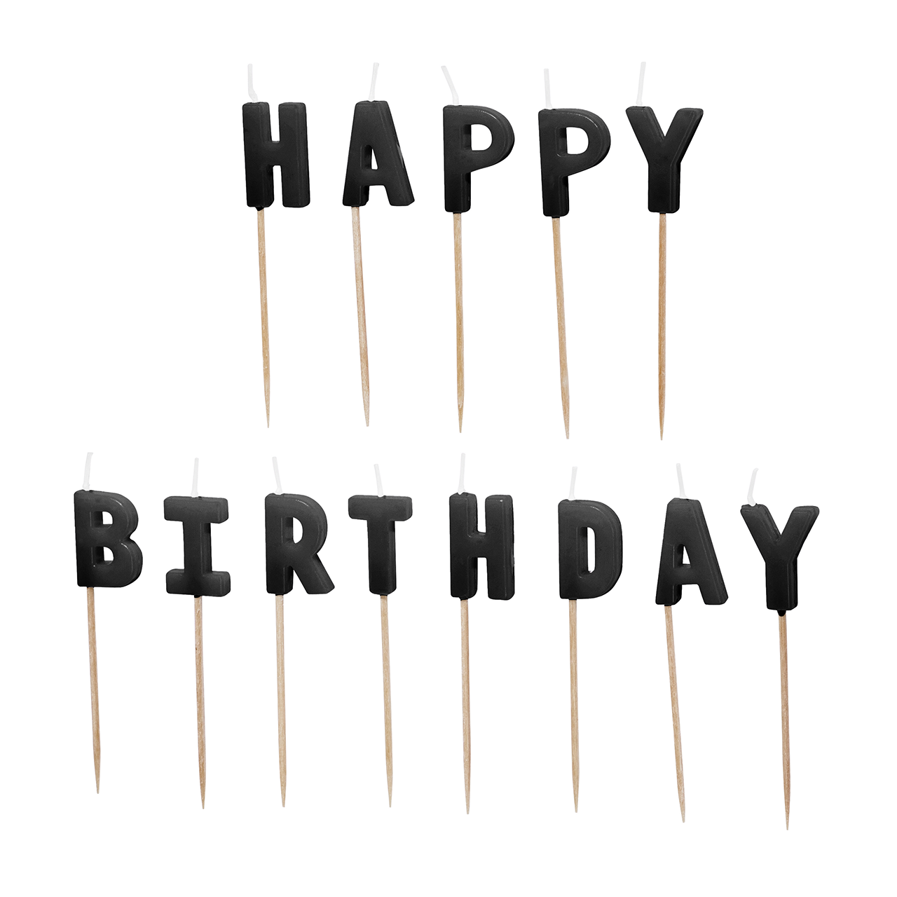 Tortenkerzen "Happy Birthday" Schwarz 2,5cm 13 Stück