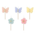 Tortenkerzen Schmetterlinge & Blumen Pastell 3,5cm 5 Stück