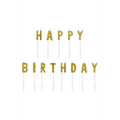 Tortenkerzen "Happy Birthday" Gold Glitter 2,5cm 13 Stück