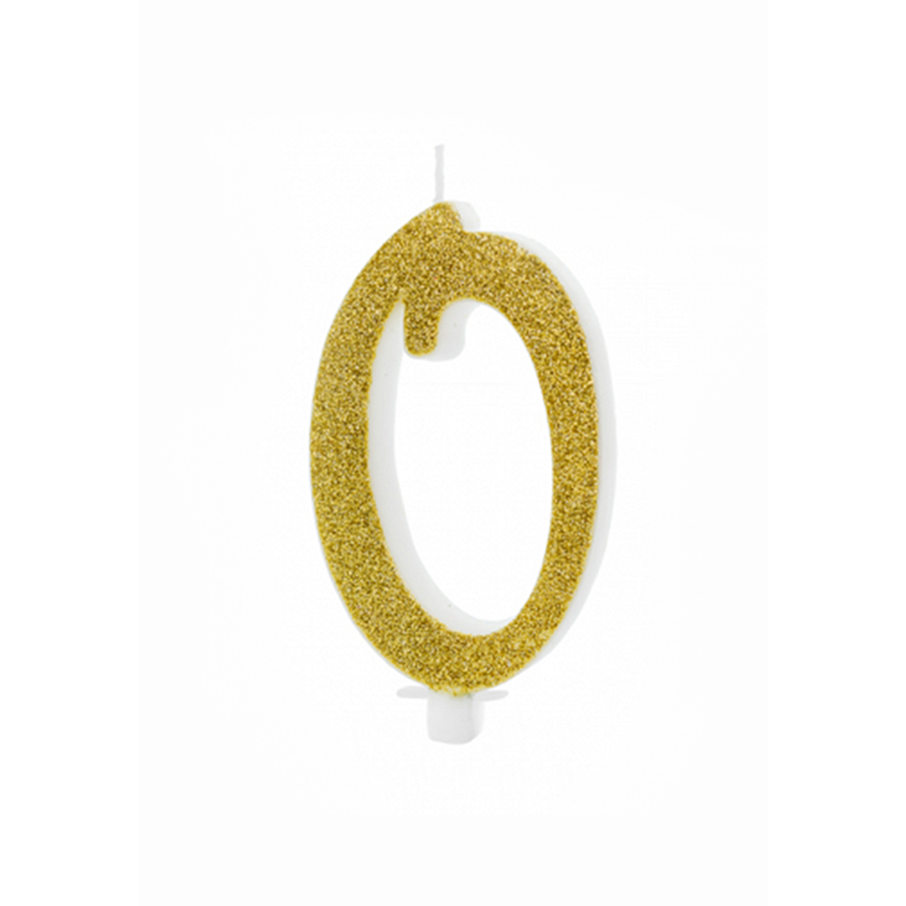 Geburtstagskerze Zahl 0 Gold Glitter 10cm
