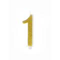 Geburtstagskerze Zahl 1 Gold Glitter 10cm