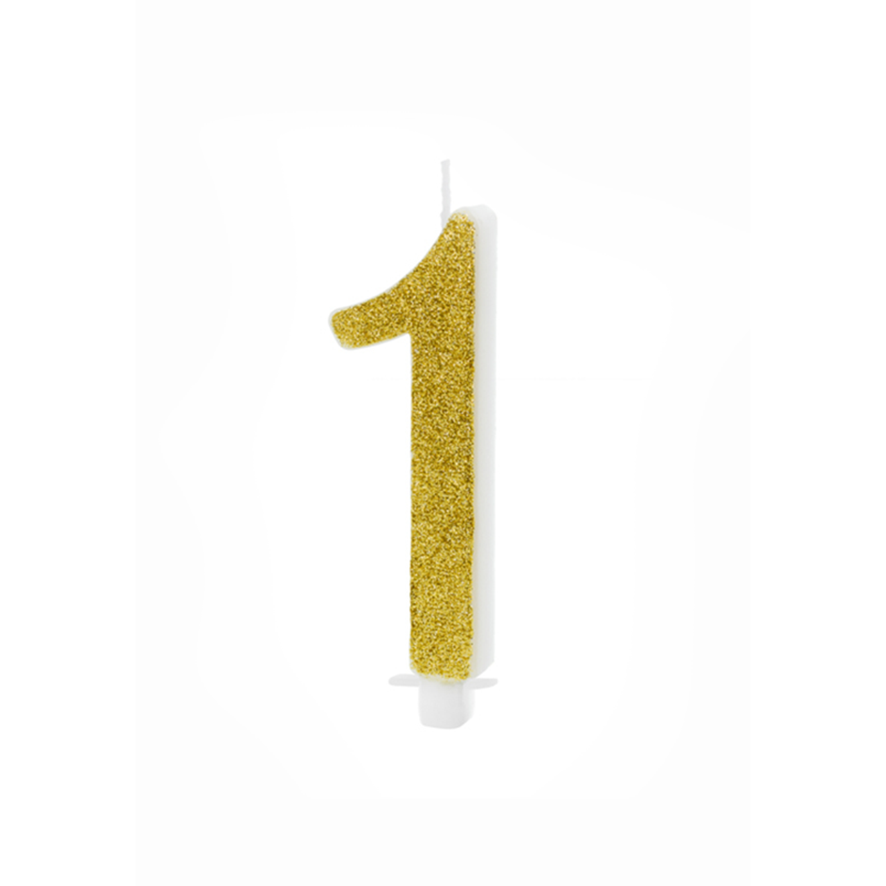 Geburtstagskerze Zahl 1 Gold Glitter 10cm