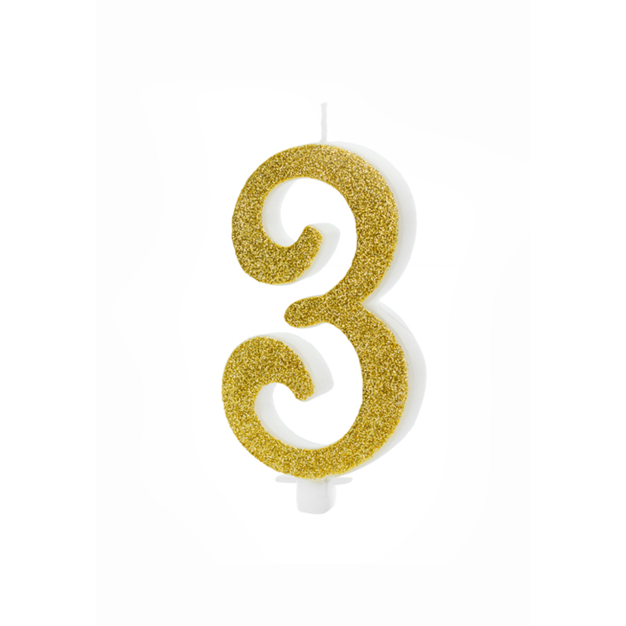 Geburtstagskerze Zahl 3 Gold Glitter 10cm