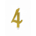Geburtstagskerze Zahl 4 Gold Glitter 10cm