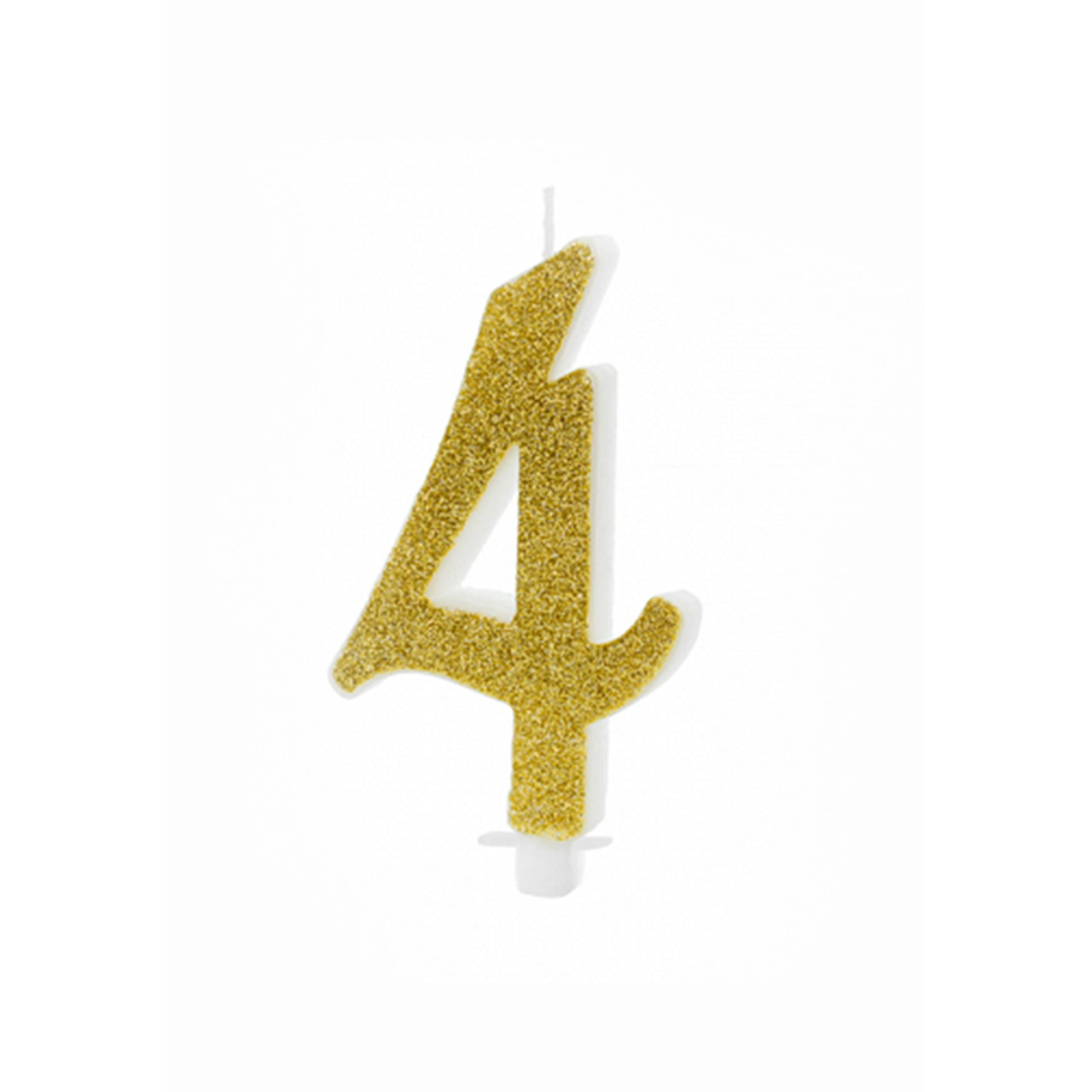 Geburtstagskerze Zahl 4 Gold Glitter 10cm