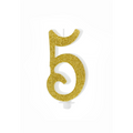 Geburtstagskerze Zahl 5 Gold Glitter 10cm