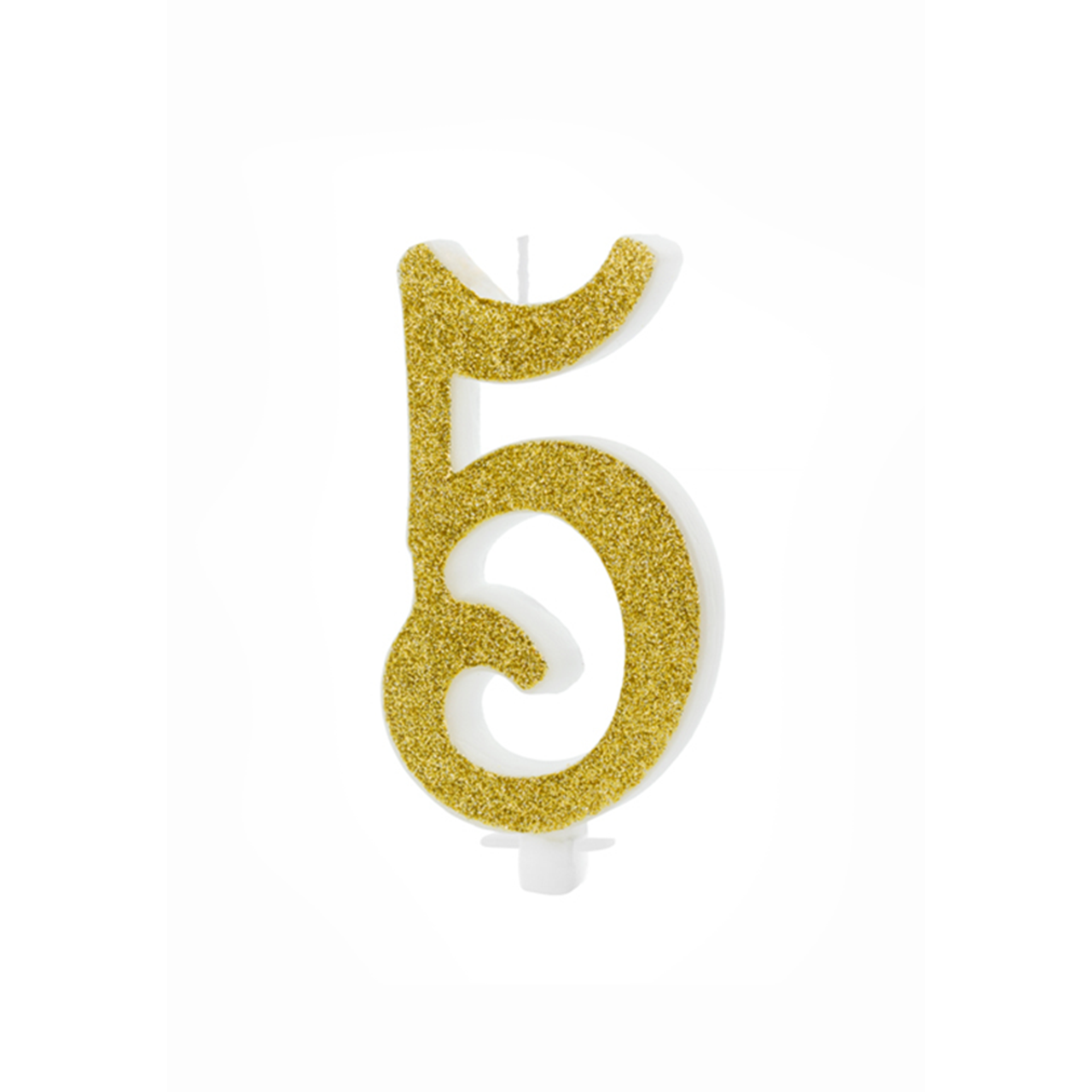 Geburtstagskerze Zahl 5 Gold Glitter 10cm
