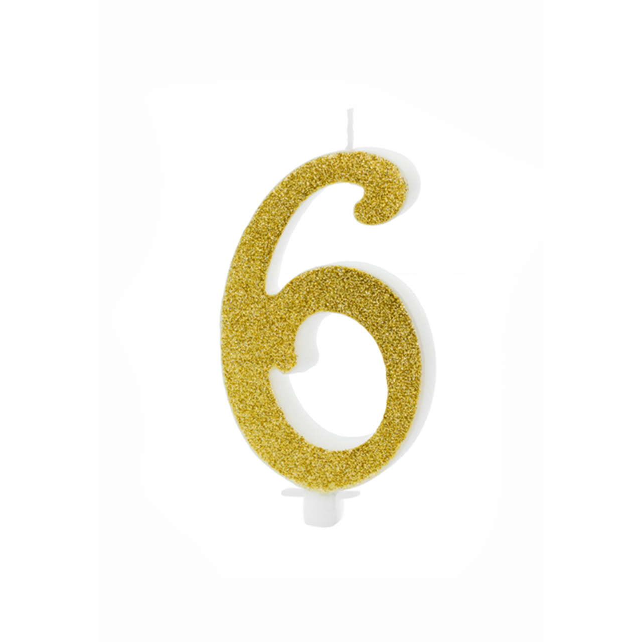 Geburtstagskerze Zahl 6 Gold Glitter 10cm