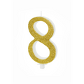 Geburtstagskerze Zahl 8 Gold Glitter 10cm
