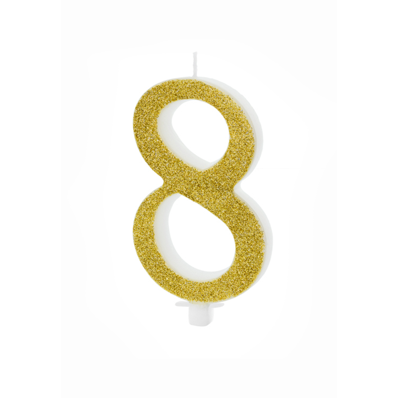 Geburtstagskerze Zahl 8 Gold Glitter 10cm