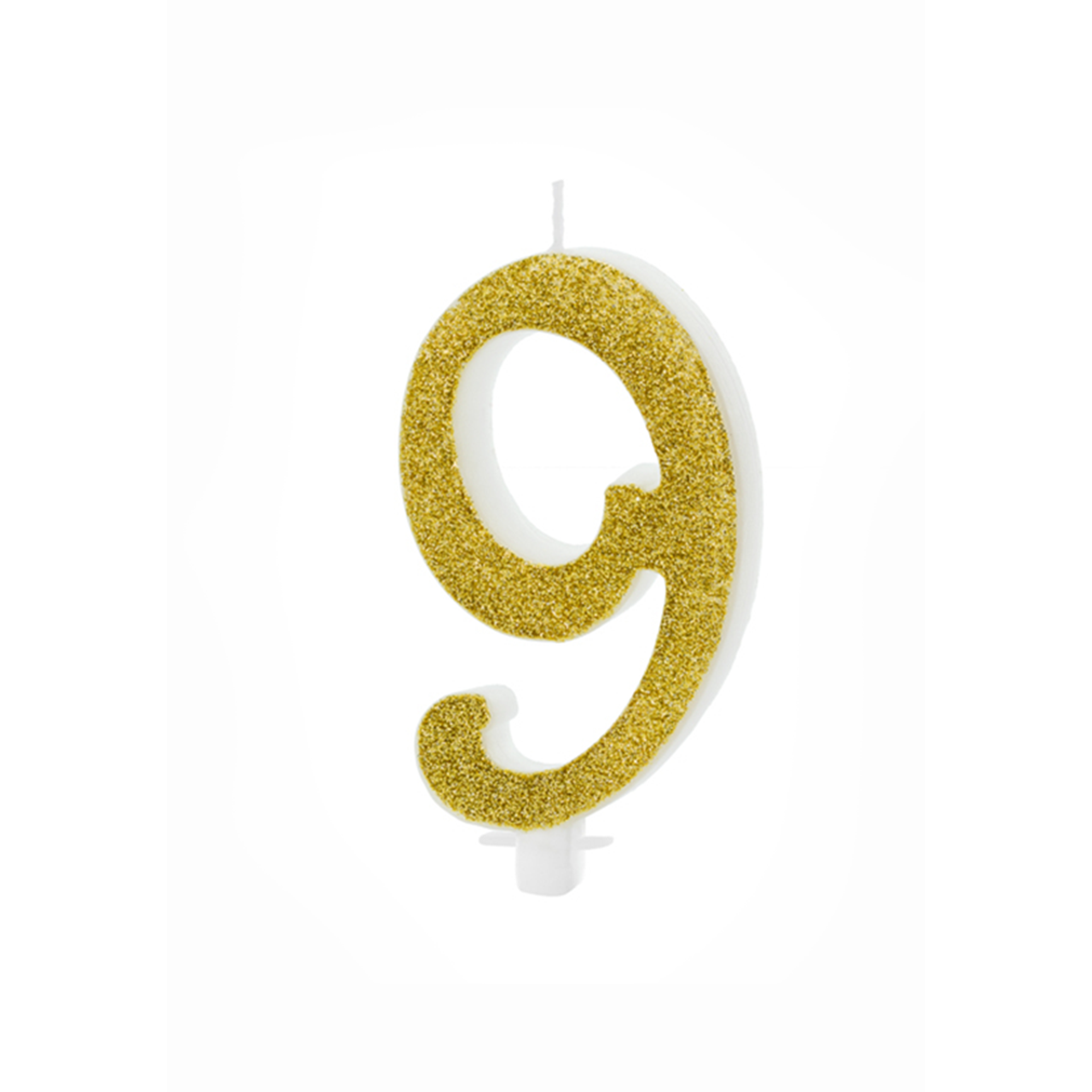 Geburtstagskerze Zahl 9 Gold Glitter 10cm