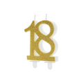 Geburtstagskerze Zahl 18 Gold Glitter 7,5cm