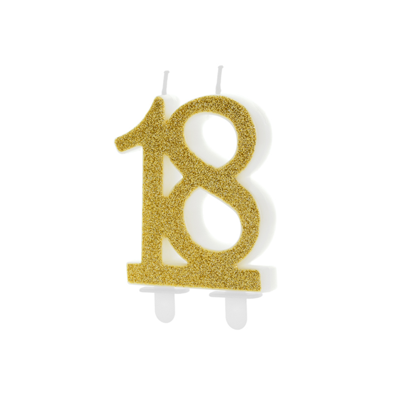 Geburtstagskerze Zahl 18 Gold Glitter 7,5cm