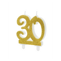 Geburtstagskerze Zahl 30 Gold Glitter 7,5cm