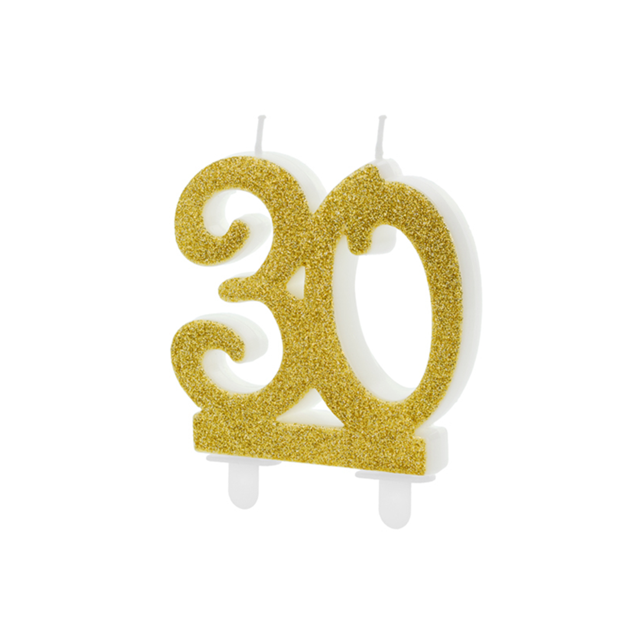 Geburtstagskerze Zahl 30 Gold Glitter 7,5cm