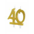 Geburtstagskerze Zahl 40 Gold Glitter 7,5cm