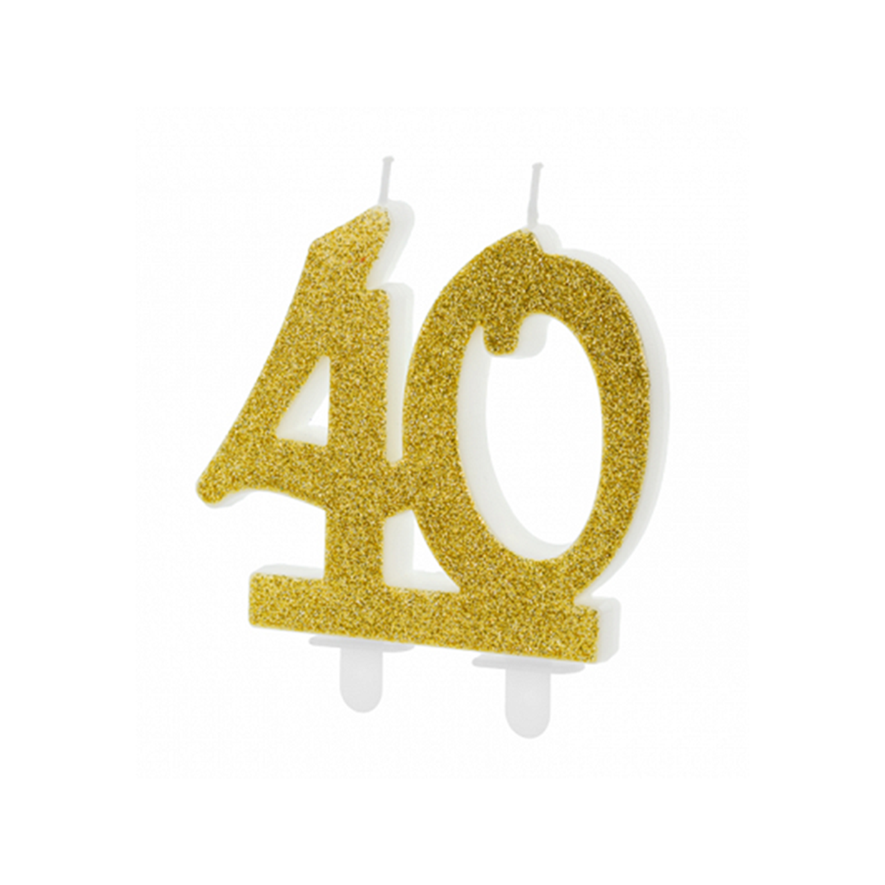 Geburtstagskerze Zahl 40 Gold Glitter 7,5cm