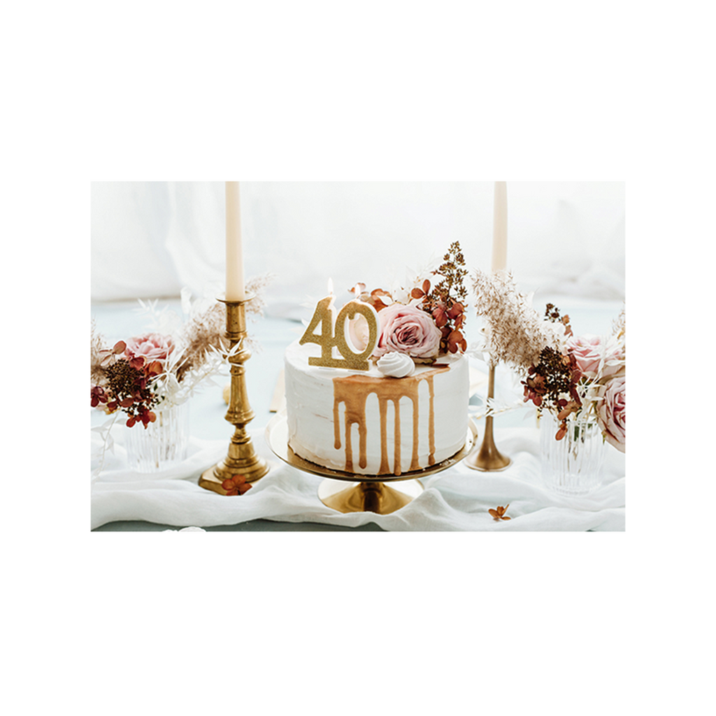 Geburtstagskerze Zahl 40 Gold Glitter 7,5cm