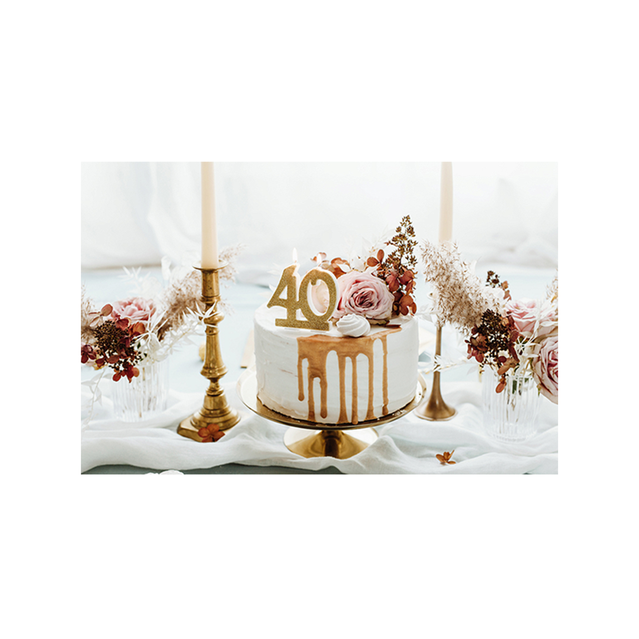 Geburtstagskerze Zahl 40 Gold Glitter 7,5cm