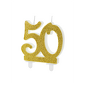 Geburtstagskerze Zahl 50 Gold Glitter 7,5cm