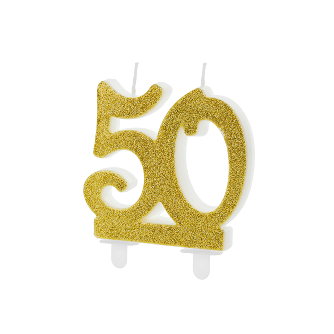 Geburtstagskerze Zahl 50 Gold Glitter 7,5cm