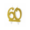 Geburtstagskerze Zahl 60 Gold Glitter 7,5cm